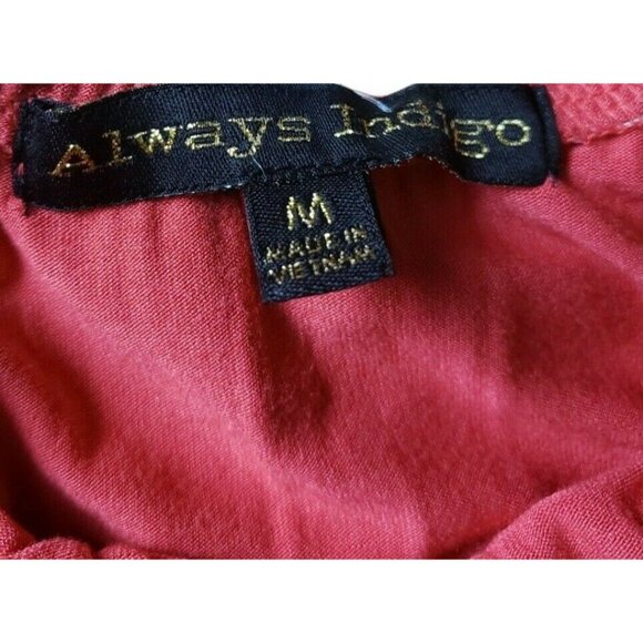 Always Indigo Shirt Womens Size M Sleeveless Tank Blouse Pink Boho Flowy Tie NWT - Picture 4 of 6